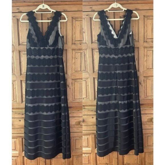 JS Collections Petite 10 Petite Black Lace Maxi Formal Dress - Flawed - Picture 1 of 16